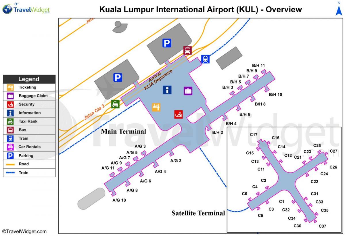 kuala lumpur aeroporti terminali kryesor hartë