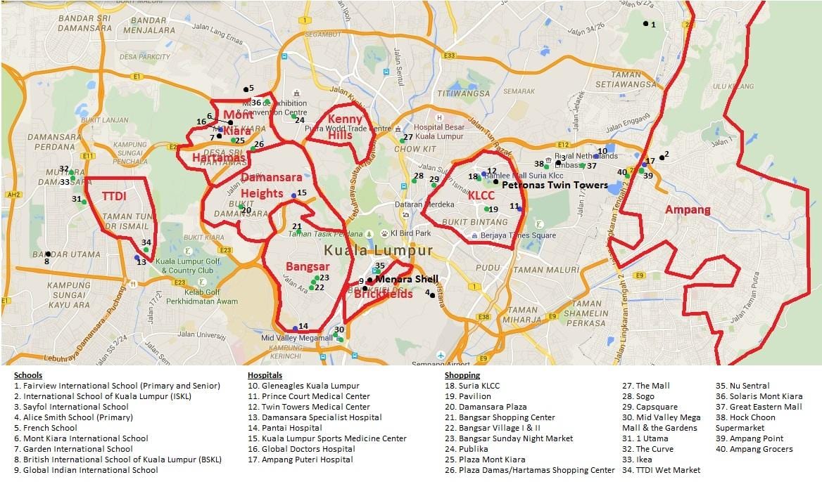 kuala lumpur zonë të hartës