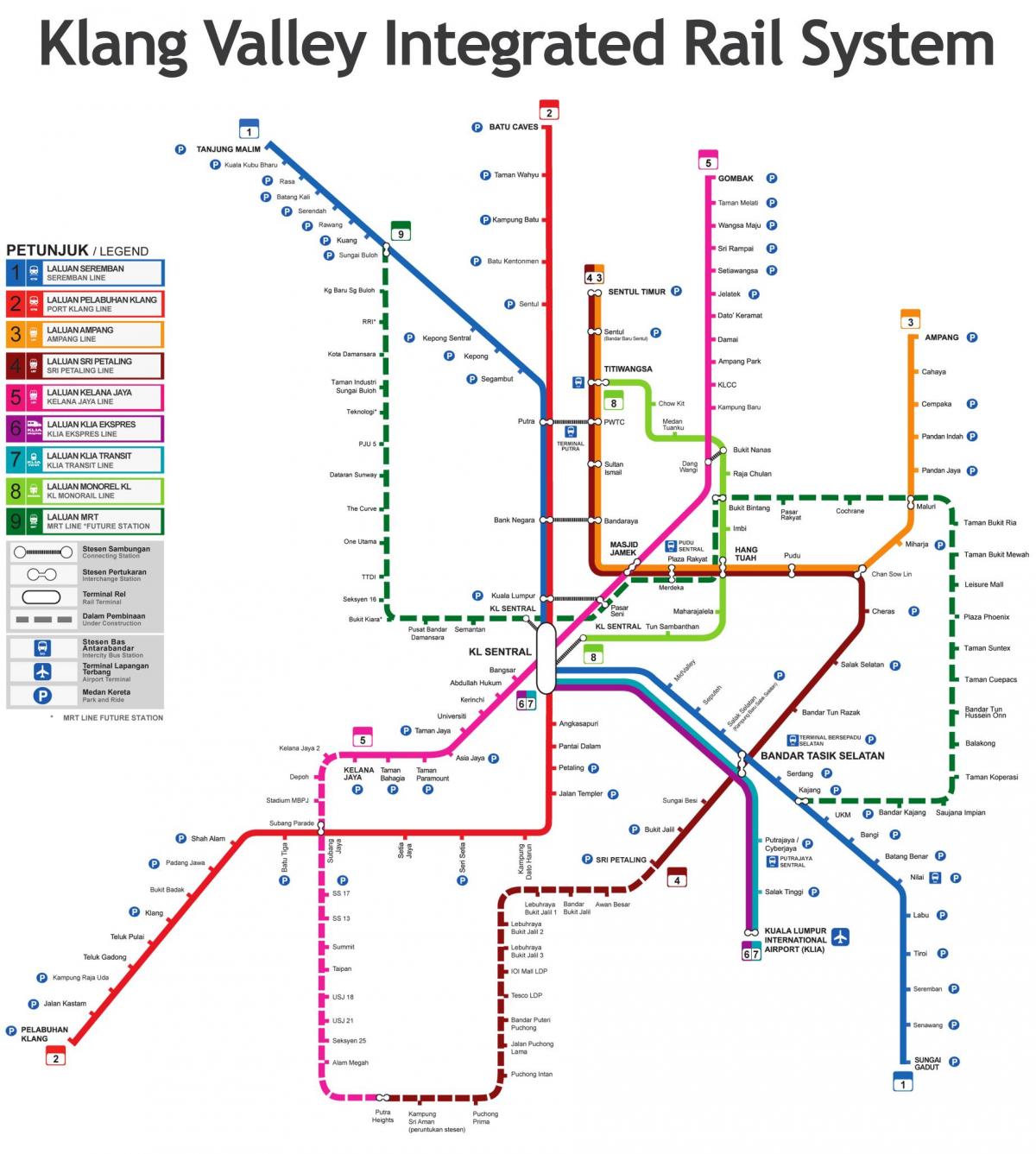 harta e trenit të malajzi