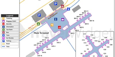 Kl aeroporti ndërkombëtar hartë